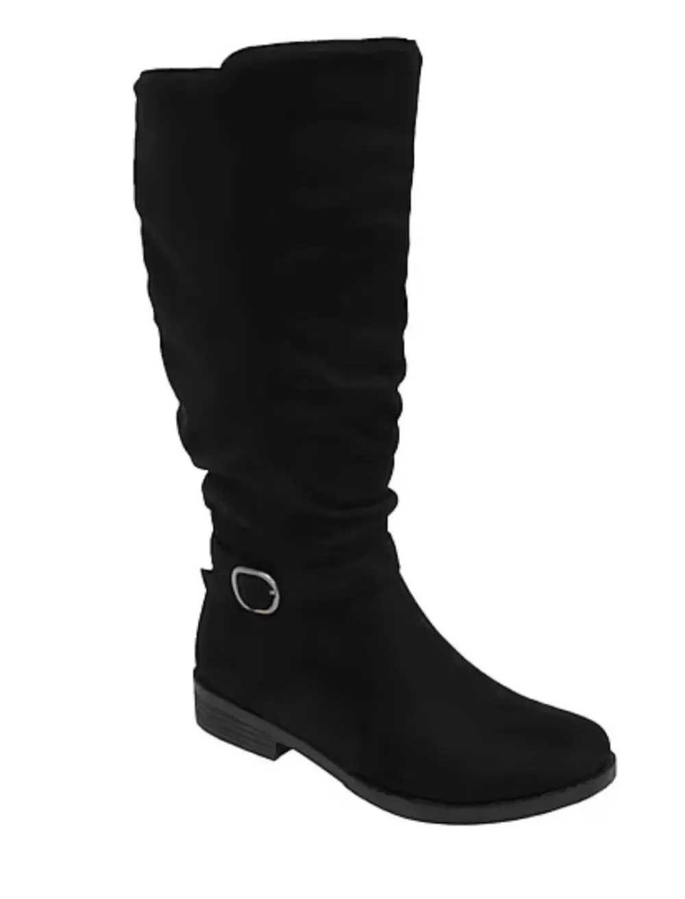 NEW! 6M Pop Chambers Womens Flat Heel Slouch Boots Black Suedelike